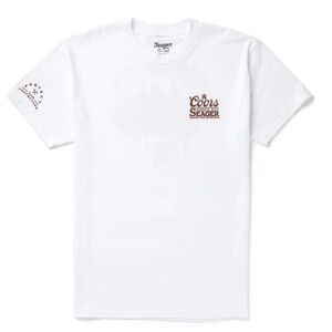 NWT SEAGER X COORS BANQUET MEN'S HOTSHOTS SHORT SLEEVE GRAPHIC T-SHIRT Sz-Large